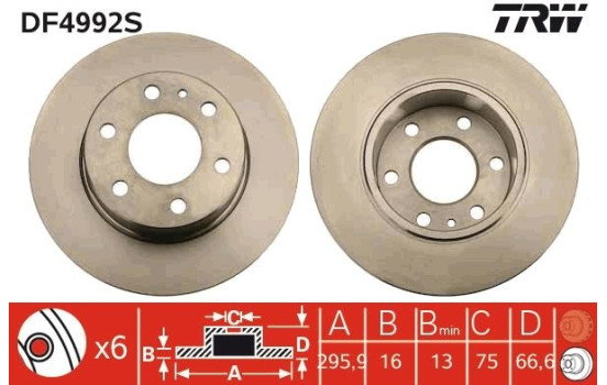 Disco de freno DF4992S TRW, Imagen 3