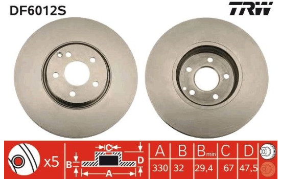 Disco de freno DF6012S TRW
