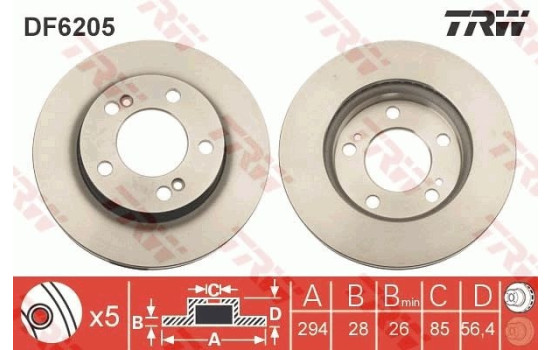 Disco de freno DF6205 TRW, Imagen 2