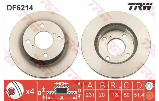 Disco de freno DF6214 TRW, Imagen 3