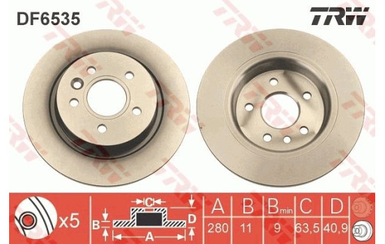 Disco de freno DF6535 TRW