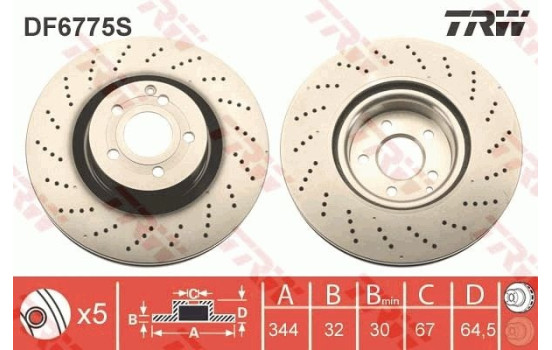 Disco de freno DF6775S TRW