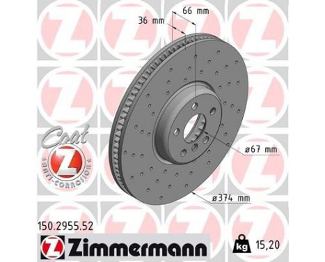 Disco de freno DISCO DE FRENO DEPORTIVO COAT Z 150.2955.52 Zimmermann