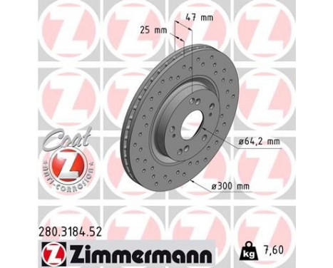 Disco de freno DISCO DE FRENO DEPORTIVO COAT Z 280.3184.52 Zimmermann