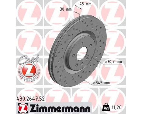 Disco de freno DISCO DE FRENO DEPORTIVO COAT Z 430.2647.52 Zimmermann
