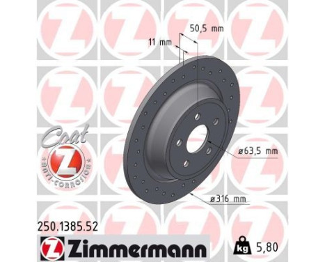 Disco de freno DISCO DE FRENO DEPORTIVO Z 250.1385.52 Zimmermann
