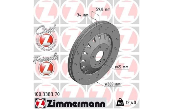 Disco de freno DISCO DE FRENO FORMULA Z 100.3383.70 Zimmermann, Imagen 2