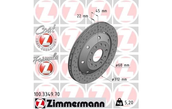 Disco de freno Fórmula Z izquierdo 100.3349.70 Zimmermann, Imagen 2