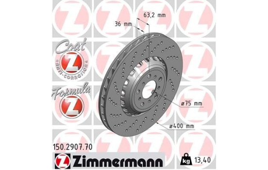 Disco de freno Fórmula Z izquierdo 150.2907.70 Zimmermann, Imagen 2