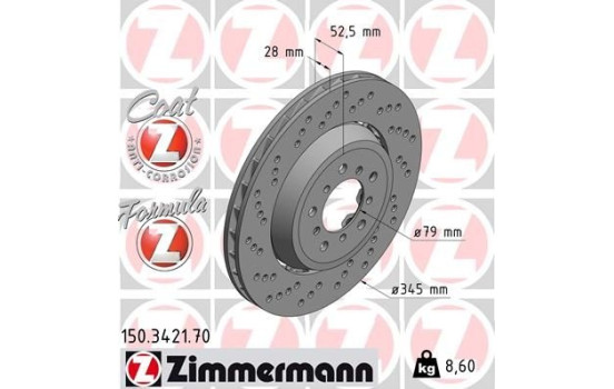 Disco de freno Fórmula Z izquierdo 150.3421.70 Zimmermann, Imagen 2
