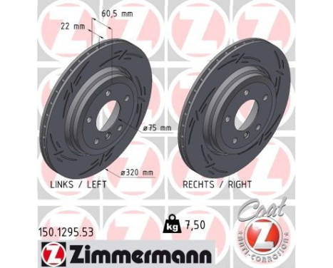 Disco de freno NEGRO Z 150.1295.53 Zimmermann