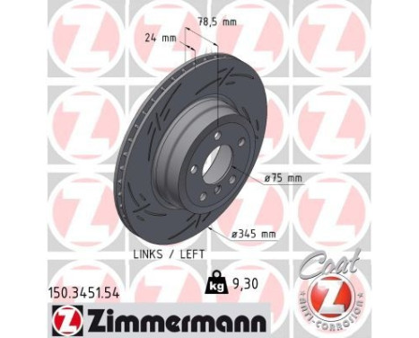 Disco de freno NEGRO Z 150.3451.54 Zimmermann