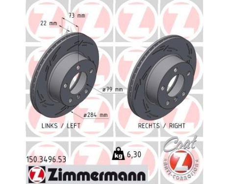 Disco de freno NEGRO Z 150.3496.53 Zimmermann