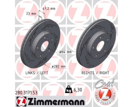 Disco de freno NEGRO Z 280.3171.53 Zimmermann