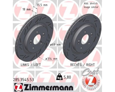 Disco de freno NEGRO Z 285.3545.53 Zimmermann