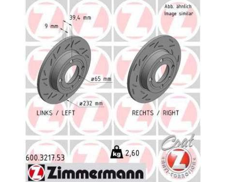 Disco de freno NEGRO Z 600.3217.53 Zimmermann