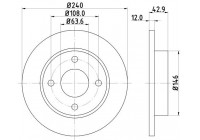 Disco de freno recubierto 51034PRO 8DD 355 104-631 Hella