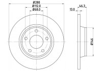 Disco de freno recubierto 53929PRO 8DD 355 104-171 Hella
