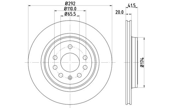 Disco de freno recubierto 54184PRO 8DD 355 109-191 Hella