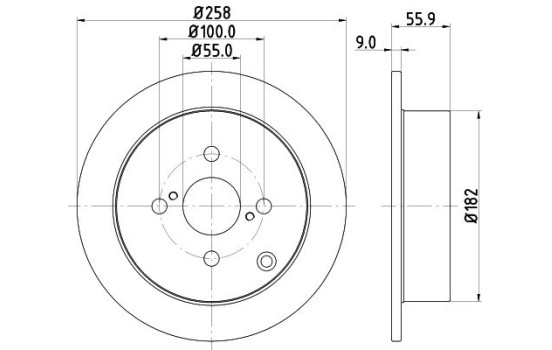 Disco de freno recubierto 54261PRO 8DD 355 110-471 Hella