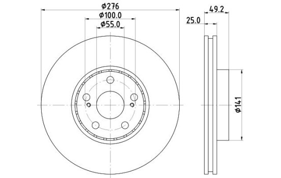 Disco de freno recubierto 54264PRO 8DD 355 110-531 Hella