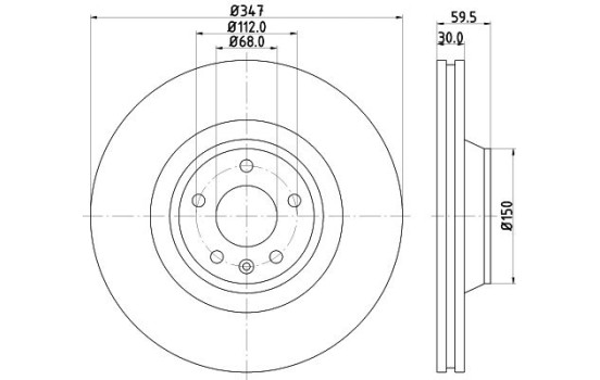 Disco de freno recubierto 54324PRO 8DD 355 111-161 Hella