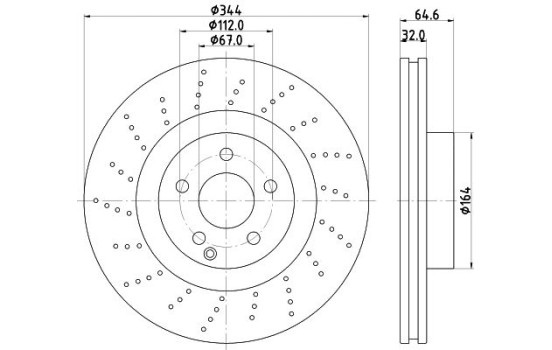 Disco de freno recubierto 55246PRO 8DD 355 116-951 Hella