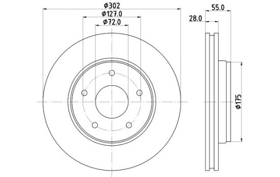 Disco de freno recubierto 55533PRO 8DD 355 119-191 Hella