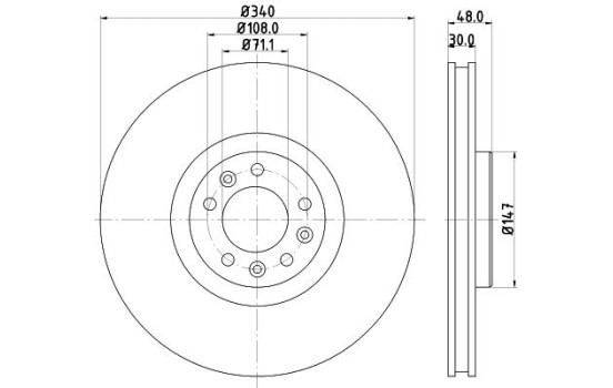 Disco de freno recubierto 55560PRO 8DD 355 119-651 Hella