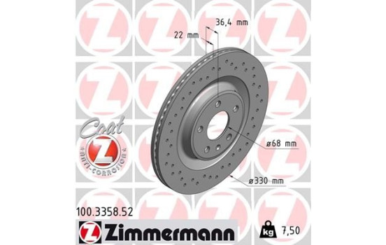 Disco de freno Sport Z 100.3358.52 Zimmermann, Imagen 2