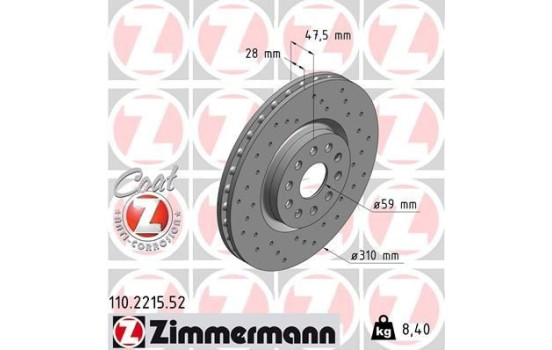 Disco de freno Sport Z 110.2215.52 Zimmermann, Imagen 2