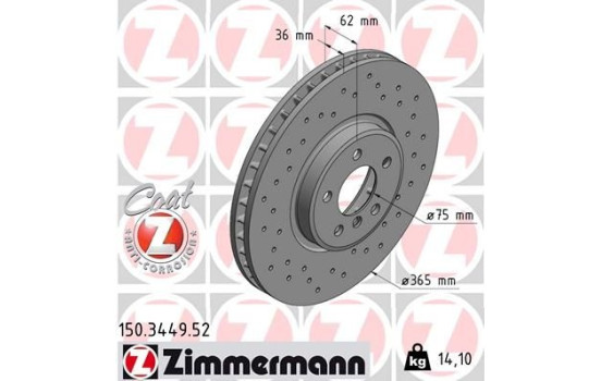 Disco de freno Sport Z 150.3449.52 Zimmermann, Imagen 2