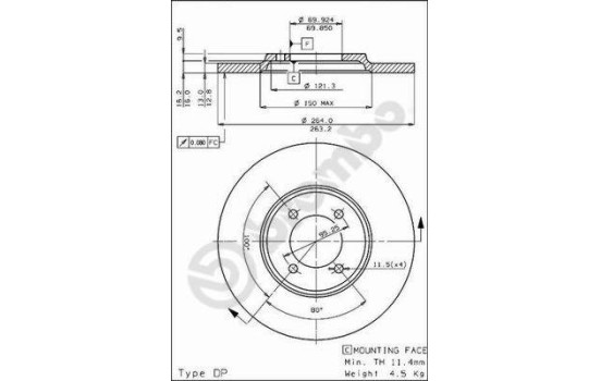 Disco de freno trasero 08.2557.50 Brembo, Imagen 2