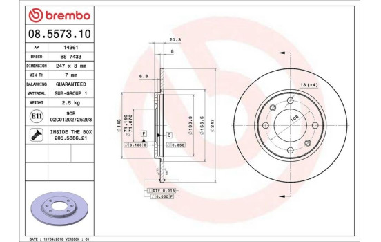 Disco de freno trasero 08.5573.10 Brembo, Imagen 4