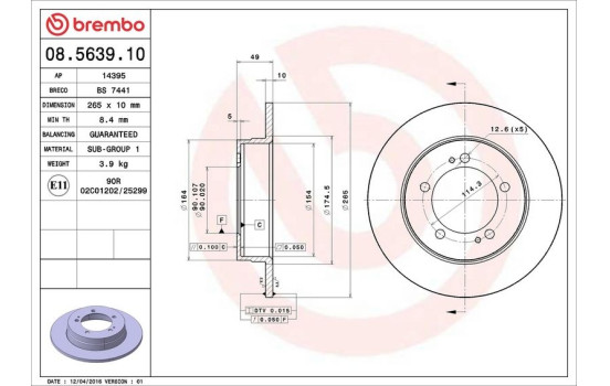 Disco de freno trasero 08.5639.10 Brembo, Imagen 4