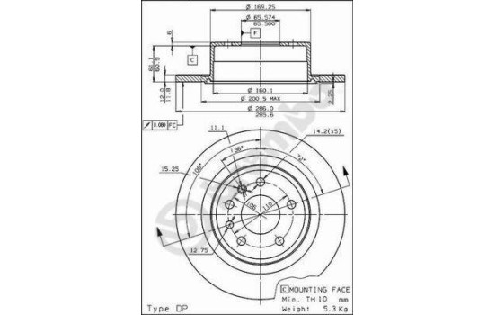 Disco de freno trasero 08.5891.10 Brembo, Imagen 2