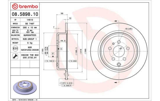 Disco de freno trasero 08.5898.10 Brembo, Imagen 4