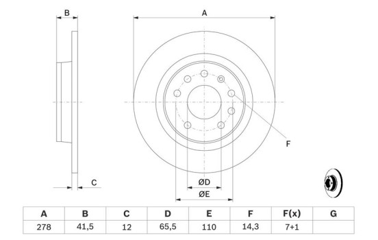 Disco de freno trasero BD1036 Bosch, Imagen 5