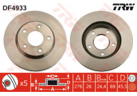 Disco de freno trasero delantero DF4933 TRW