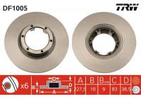 Disco de freno trasero DF1005 TRW