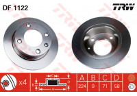 Disco de freno trasero DF1122 TRW