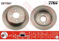 Disco de freno trasero DF1561 TRW