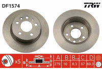 Disco de freno trasero DF1574 TRW