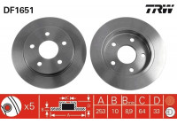 Disco de freno trasero DF1651 TRW