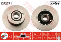 Disco de freno trasero DF2771 TRW