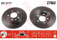 Disco de freno trasero DF2777 TRW