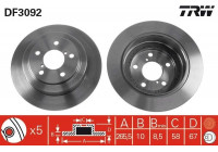 Disco de freno trasero DF3092 TRW
