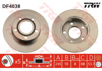 Disco de freno trasero DF4038 TRW