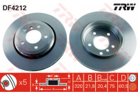Disco de freno trasero DF4212 TRW