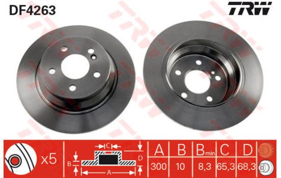 Disco de freno trasero DF4263 TRW